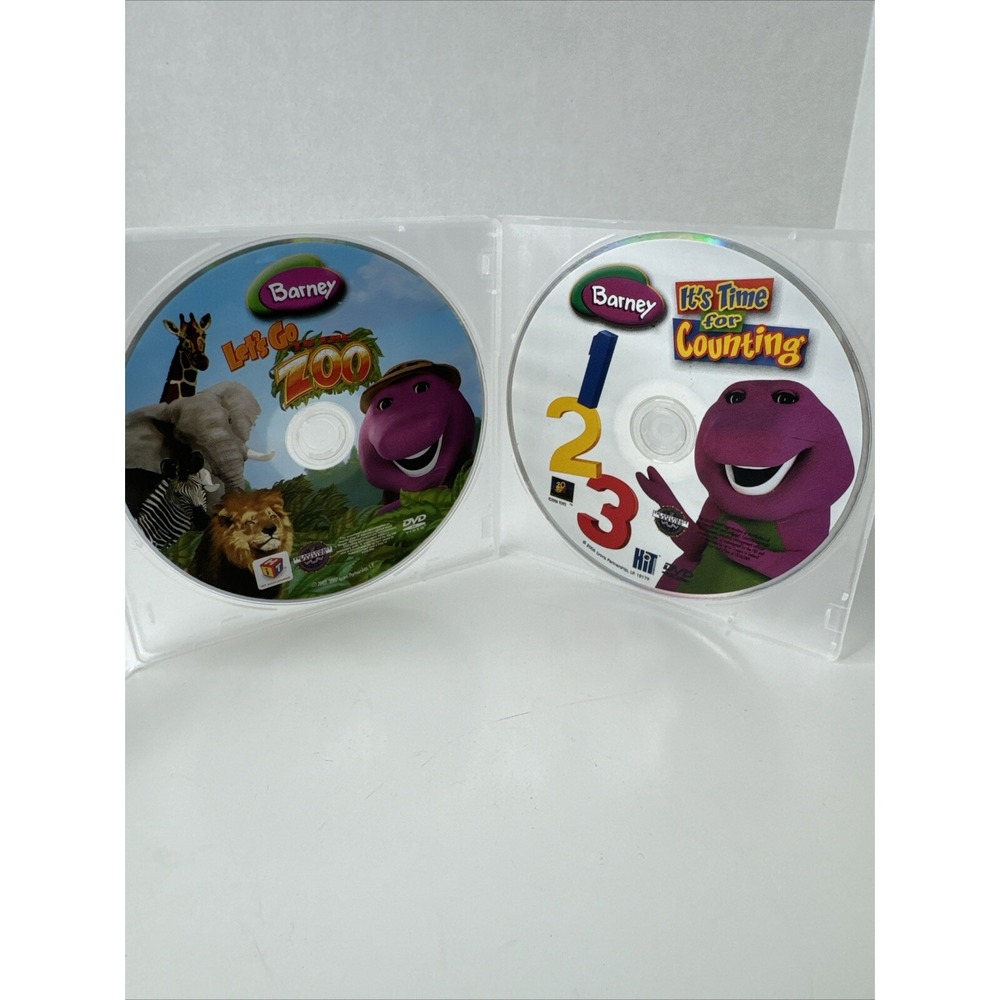 Barney DVD Bundle Kids OS Purple Let's Go To The Zoo & It's Time For Counting